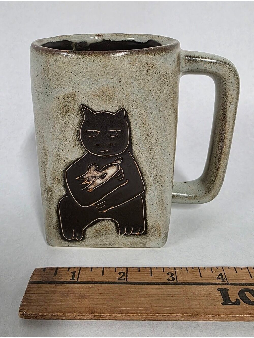 Vintage Mara Stoneware Handcrafted Cat Mug, Signed, Mexican Pottery Design - Picture 8 of 8